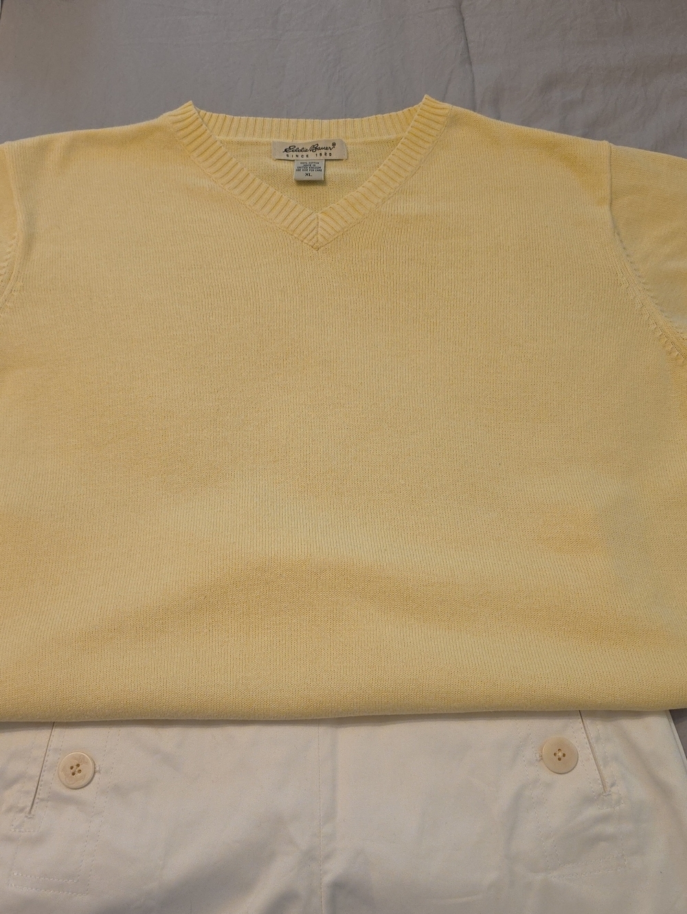 Eddie Bauer Women's V-Neck Sweater in Soft Yellow